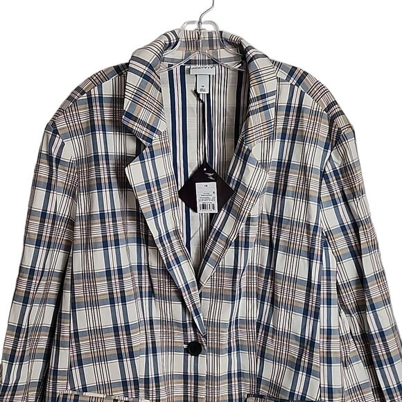 Ava & Viv Cream Plaid Jacker Blazer NWT, 0X - Picture 2 of 7